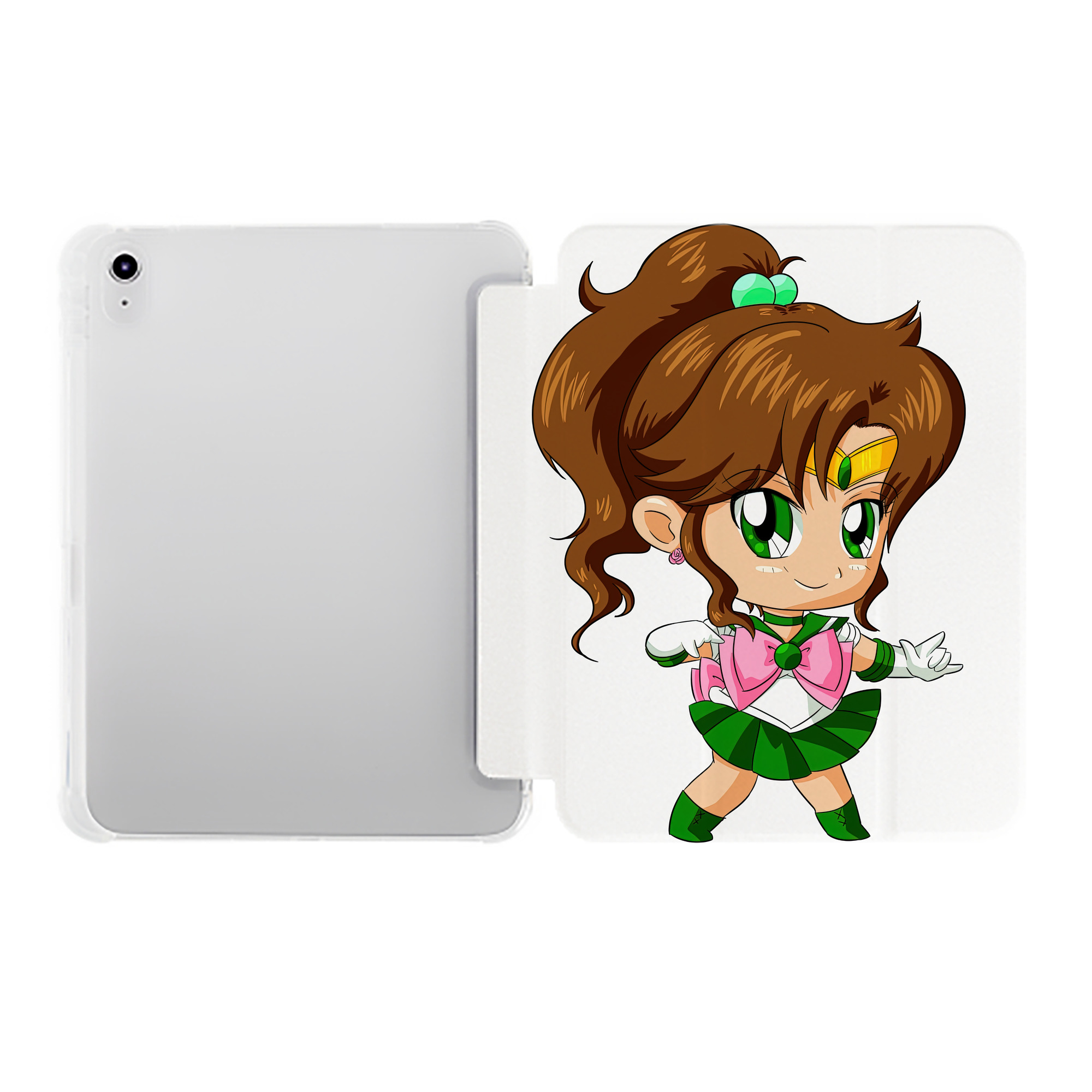 （画像用） 美少女戦士セーラームーン 木野 まこと きの まこと Sailor Moon Kino Makoto （セーラージュピター；Sailor Jupiter） IPad ケース ペン収納付き 三つ折りスタンド PUレザー×シリコン 対応機種9.5/10.5/10.9インチ